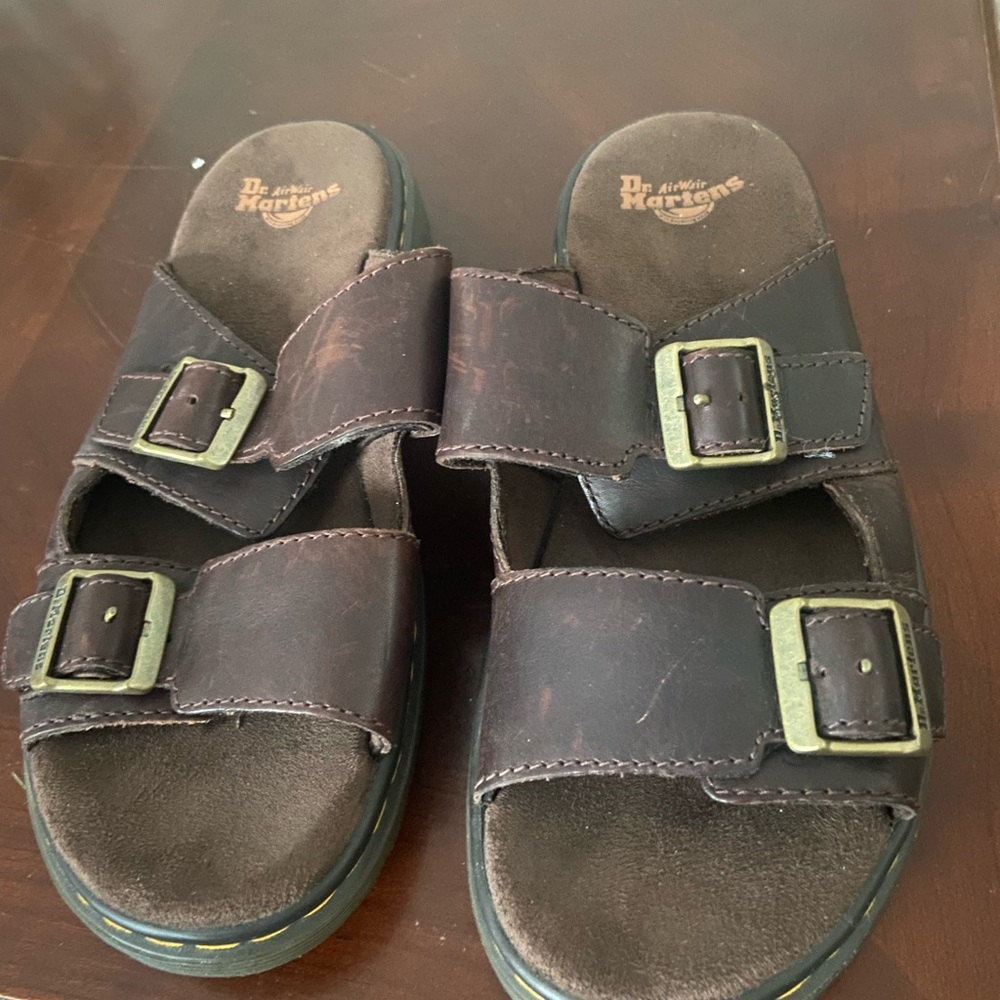 Dr. Martens Nikolai Slide Sandals in Dark Brown Westfield leather Size W7